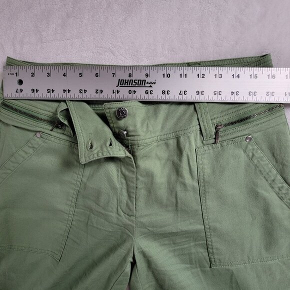 Cabi Womens Mid-Rise Cargo Pants Size 10 Green Wide Leg Stretch Casual #274 - Picture 5 of 8